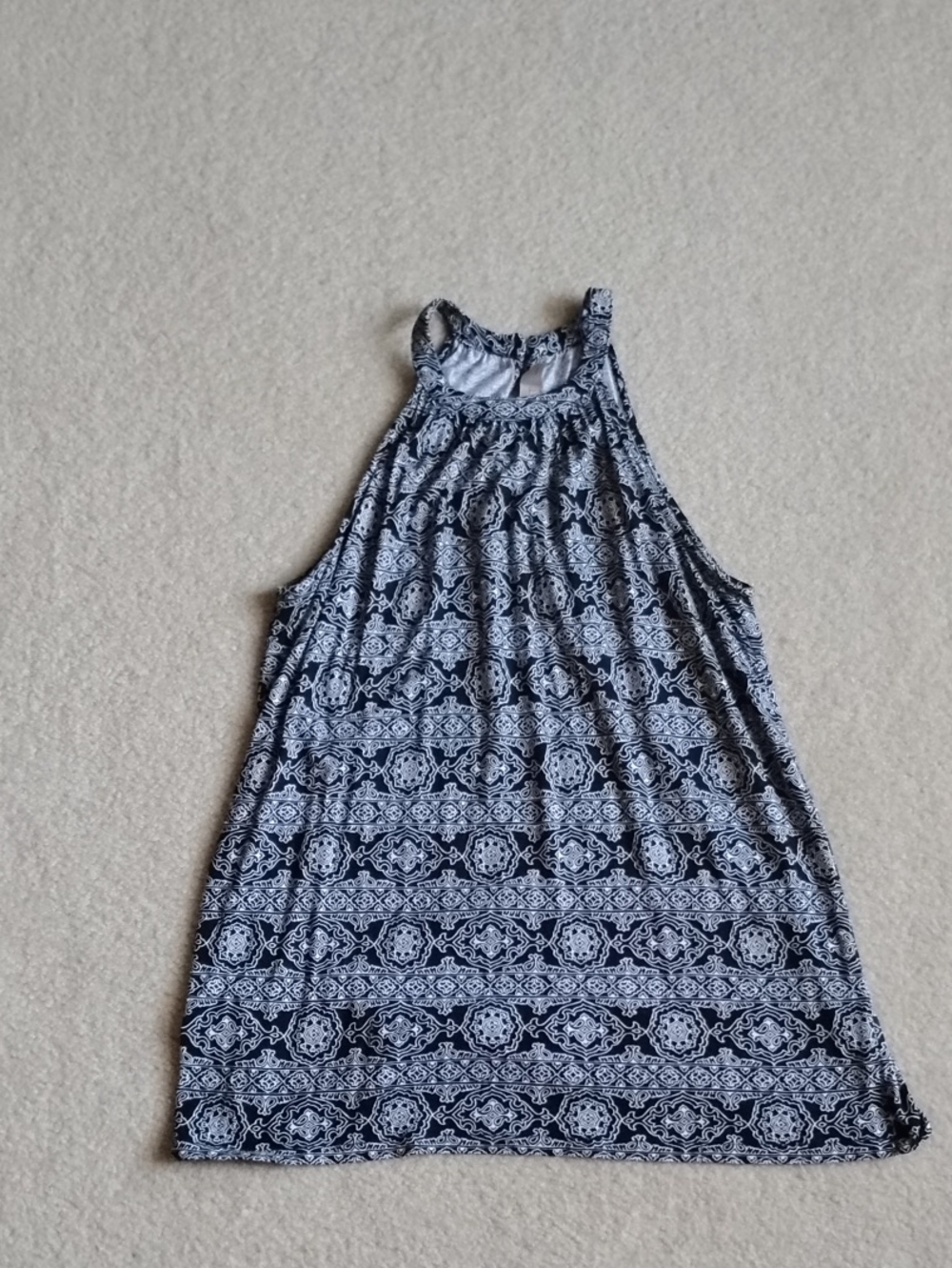 LOFT Black and White Printed Halter Top